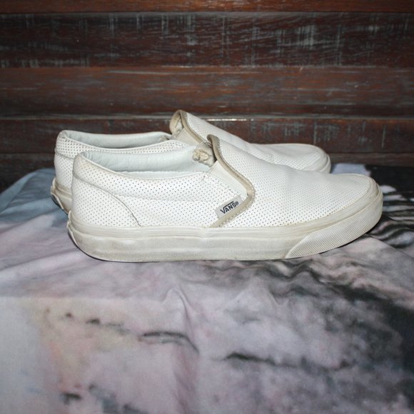 Slip On White Leather VANS  🌵 7.5 Women - Picture 8 of 14